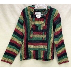 Monkfish Threads Rastafarian Rasta Hoodie Baja Sweater Poncho Size M -  MEXICO